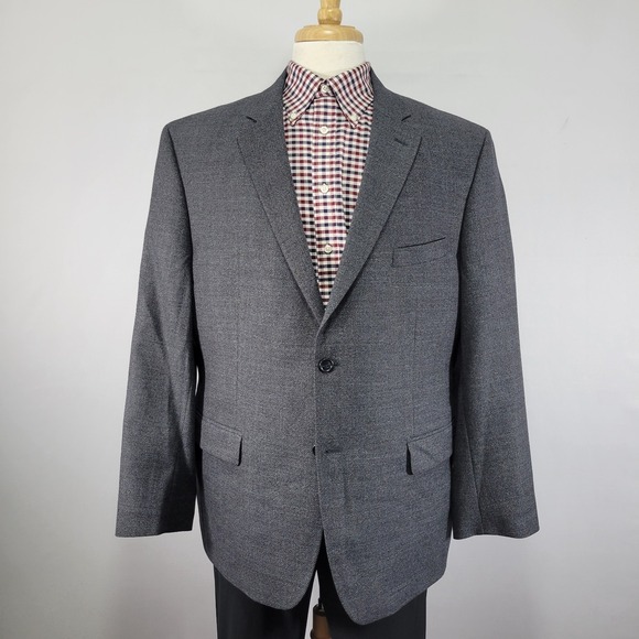 JOS A BANK Men's‎ Sport Coat Blazer Two Button Blue Gray Wool Size Tailored 48R